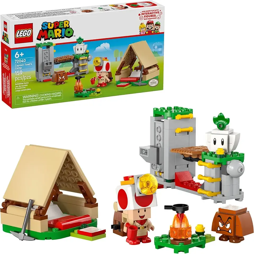 Super Mario Captain Toad’s Camp Building Toy - Pretend Play Set for Kids, Ages 6+ - Building Blocks for Boys & Girls W/Toad, Goomba, & Turnip Toy Figures - Gift Idea for Birthdays - 72040