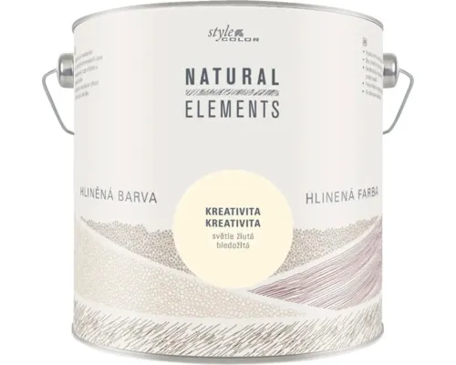 Jílová barva na zeď bez konzervantů StyleColor NATURAL ELEMENTS světle žlutá 2,5 l