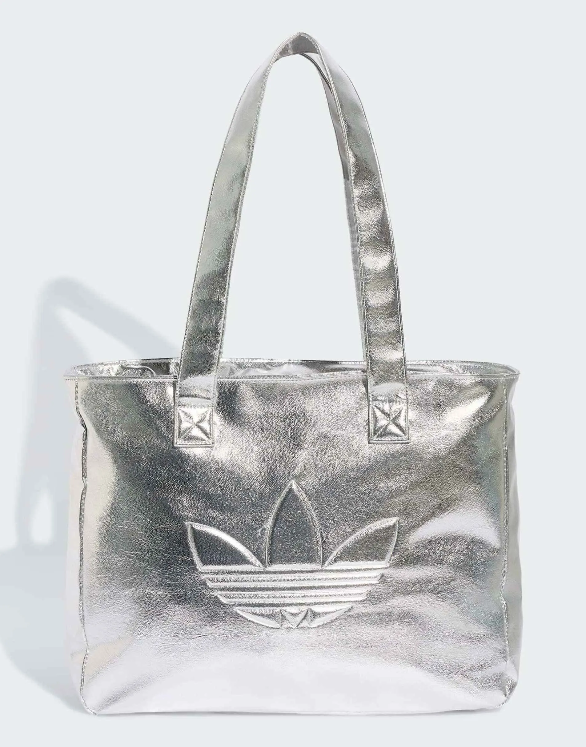 adidas Originals Shopper metallic pu bag in silver metallic