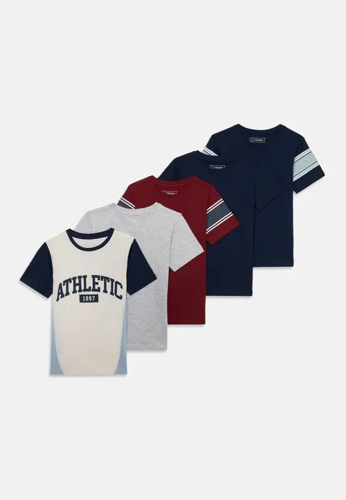 5 PACK - T-shirts med print - dark blue/mottled light grey/white