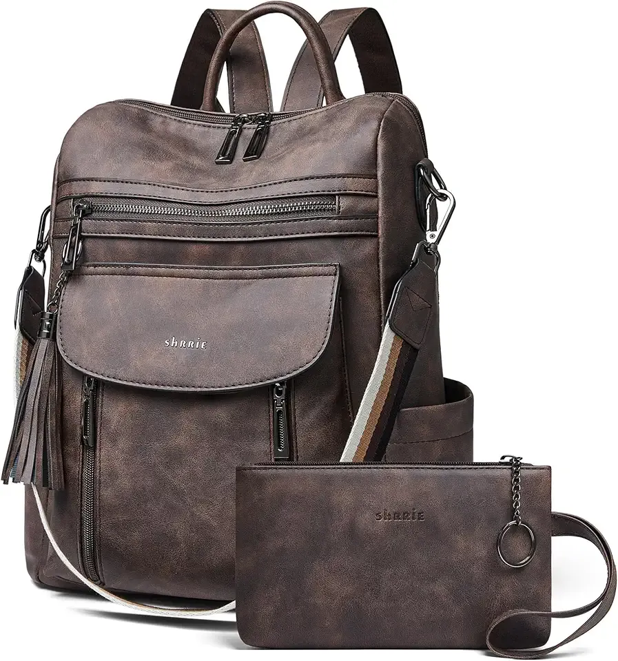 Backpack Purse for Women Fashion Leather Backpack Purse Designer Travel Backpack Convertible Shoulder Bag with Wristlet for Work College