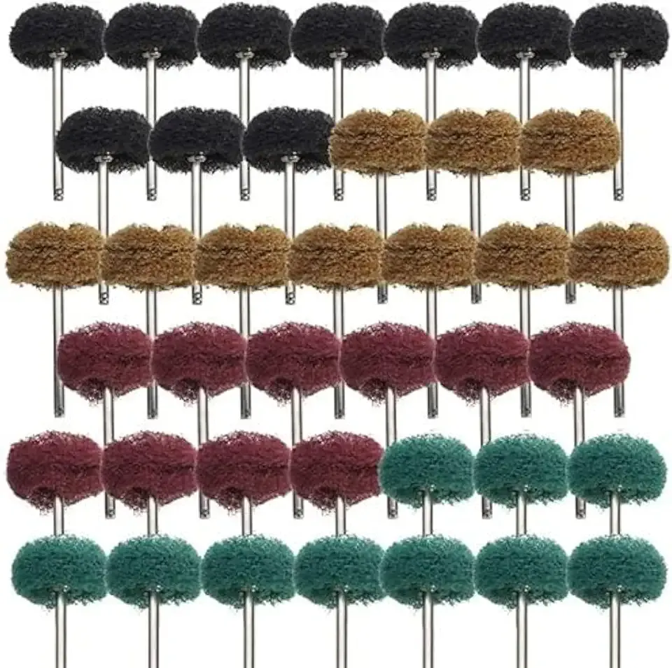 Rocaris 40 Pack 1 inch Abrasive Wheel Buffing Polishing Wheel Set for Rotary Tool - with 1/8" Shank (25mm)