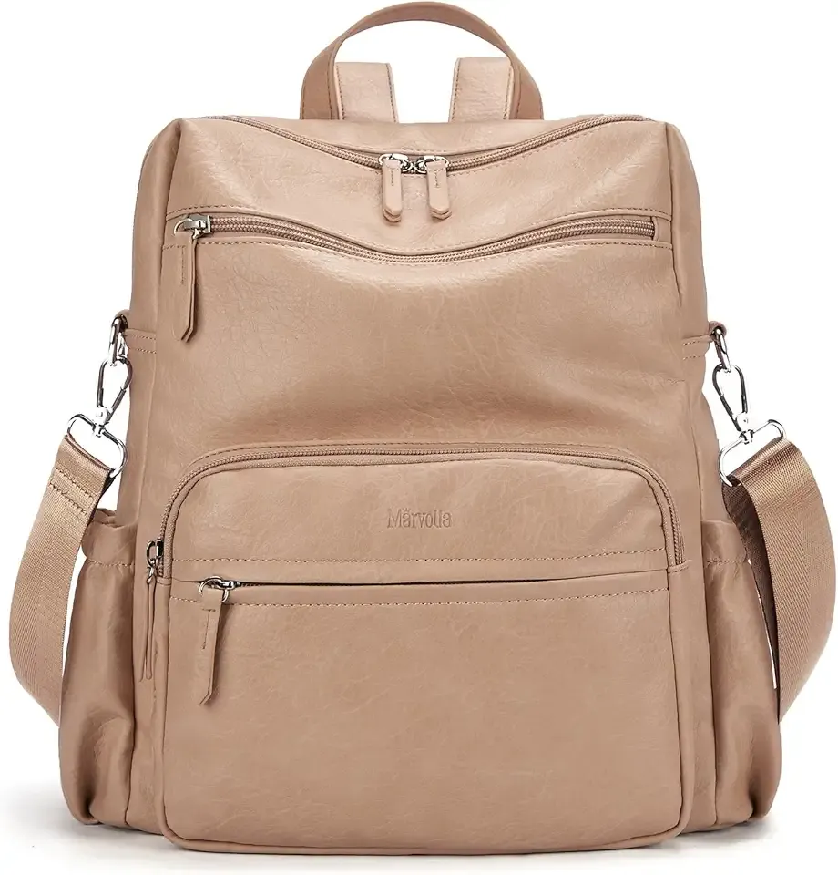 Fashion Backpack for Women Soft Leather Backpack Purse for Ladies Shoulder Travel Daypacks Bags - Pink