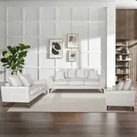 3tlg. Sofa-Set mit Kissen - Hellgrau