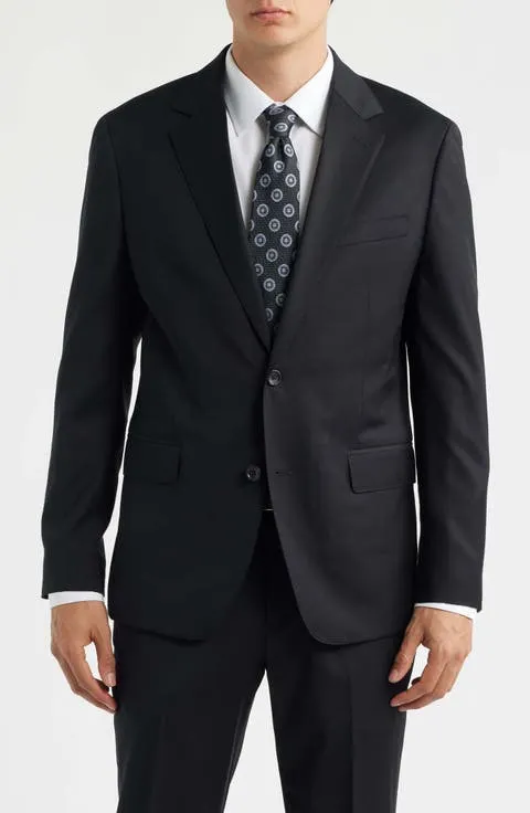 Jetsetter Standard Fit Black Stretch Wool Suit Jacket