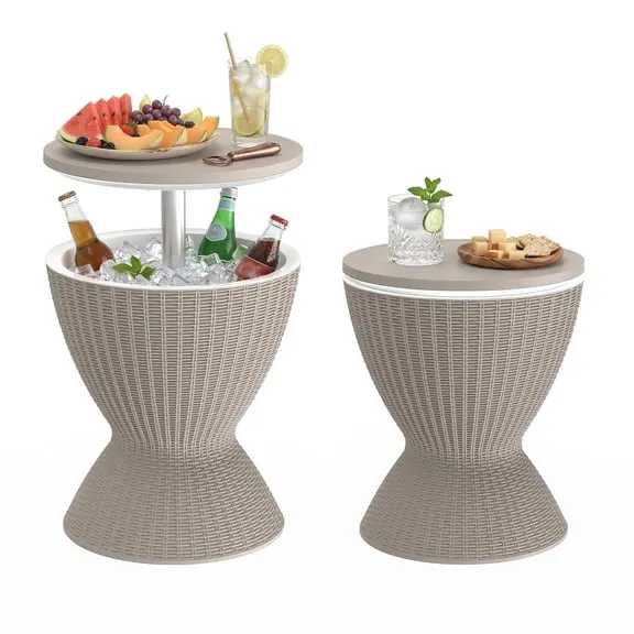 Fazzn Outdoor Cooler Side Table - 3 in 1 - Designed for use as Outdoor Side Table, Patio Decor and Ice Chest.Black/Brown