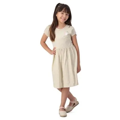 Vestido Fantastic Niña Liso Pequeño Gato Bordado