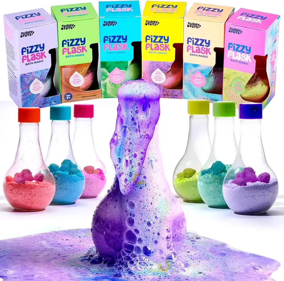 Tubby Tots Bath Potion Kits for Kids - 6 Pk - Bath Bombs for Kids - Toddler Bubble Foam Colors Fizzies - Bathtub Toys for Kid Ages 4-8 Years Old - Science Soap Potions Kit Age 3 4 5 6 7 8 - Non Toxic