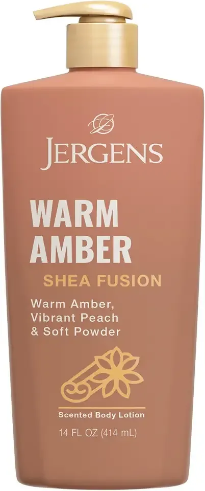 Jergens Shea Fusion Warm Amber Body Lotion, Moisturizer with Shea Butter & Vitamin E, 14 Fl Oz