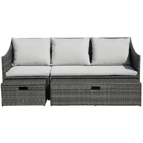 Sofá Modular con Organizador 4 Piezas Ratán