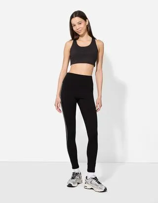 Leggings - Strisce laterali - nero