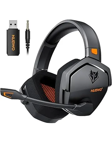 NUBWO Wireless Gaming Headset with Mic for Ps5 Ps4 PC, Zero Interference, 100-Hour Battery All-Day Play, 23ms Sync​ for Fortnite & Call of Duty/FPS Gamers, Triple Mode All Devices Compatible - Orange