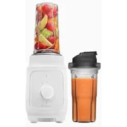 Vitamix Nano Personal Blender with SmoothiePilot Technology, White | Smoothies to Frozen Drinks, Single Serve Personal Blender, Dishwasher Safe, 2 20oz Blending To-Go Cups + Lids