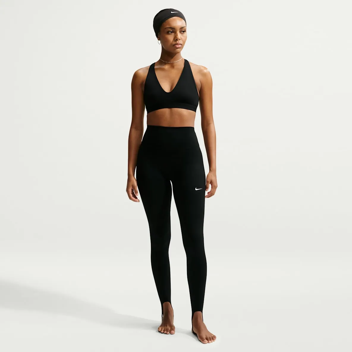 Leggings i full lengde med høyt liv og hælstropp til dame