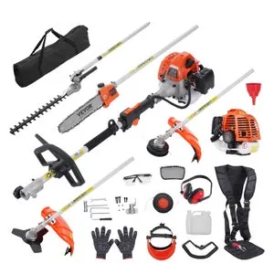 Utensile da Taglio Multifunzione 5 in 1,VEVOR Tagliasiepi a Gas 26CC,Mangia Erbacce,Bordatore,Motore a 2 Tempi,Sega ad Asta