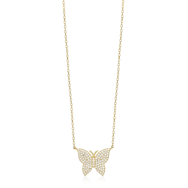 Halssmykke Sommerfugl 925 Forgylt Sølv