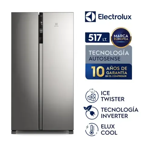 Refrigerador Side By Side Inverter 517 Litros Silver ERSA53V2HVG