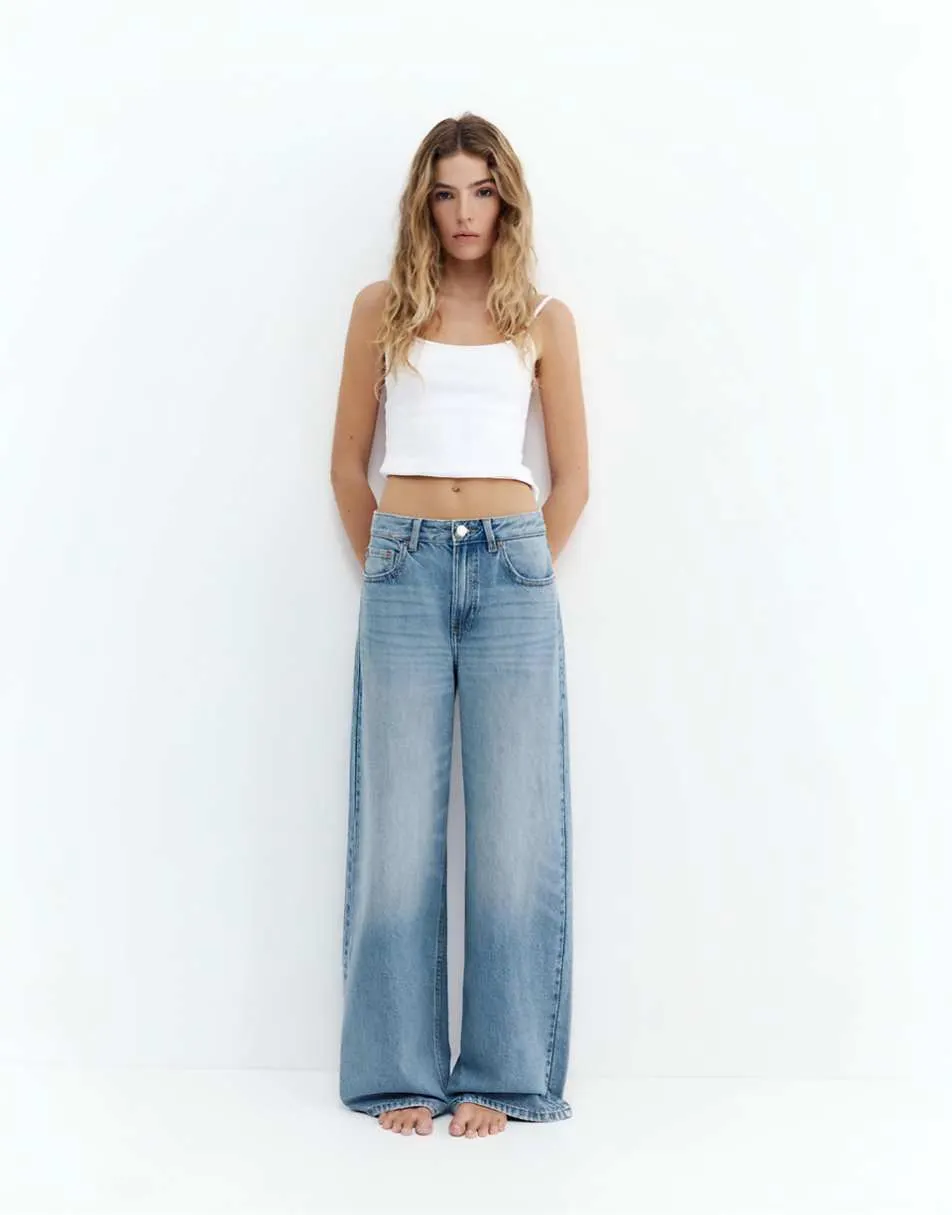 Pull&Bear Petite loose oversize jeans in indigo