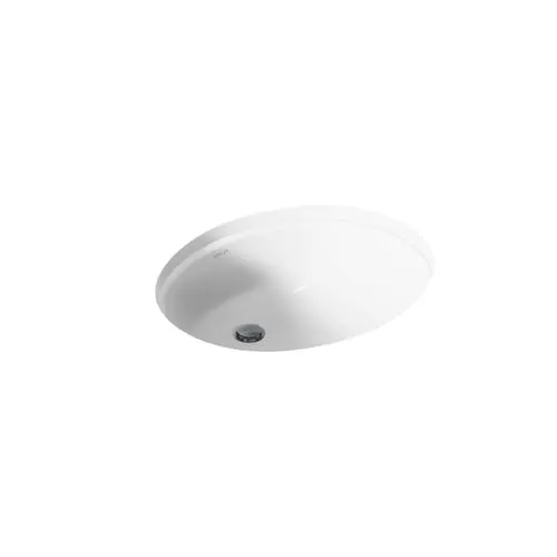 Caxton Oval 17-Inch x 14-Inch Undermount Bathroom Sink with Glazed Underside and Clamp Assembly