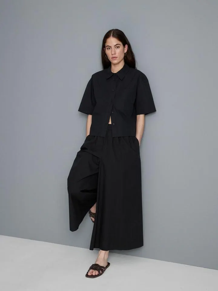 Pantaloni culotte in cotone effetto carta