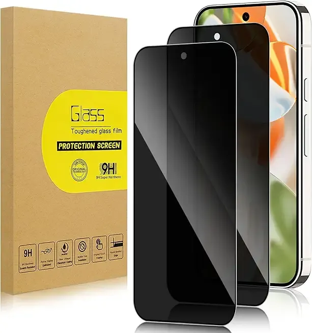 2 Pack Privacy Screen Protector for Google Pixel 9 Pro/Pixel 9 [Anti-Spy Tempered Glass] [Fingerprint Unlock Support], Anti-Scratch, Bubble-Free, Easy Install 9H Protective Glass