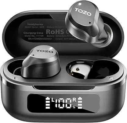 TOZO NC9 Hybrid Active Noise Cancelling Wireless Earbuds,…