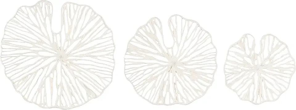 Creative Co-Op Handmade White Coral Shaped Paper & Metal Wall Décor (Set of 3 Sizes)