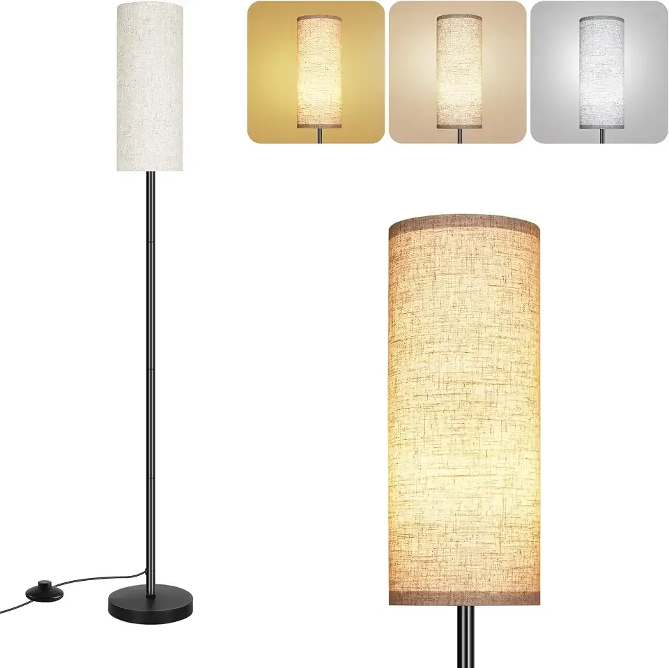 Floor Lamp for Living Room, Modern Standing Lamps with Lampshade, Minimalist Tall Lamp with Foot Switch for Living Room, Bedroom, Kids Room, Office(Bulb Not Included)