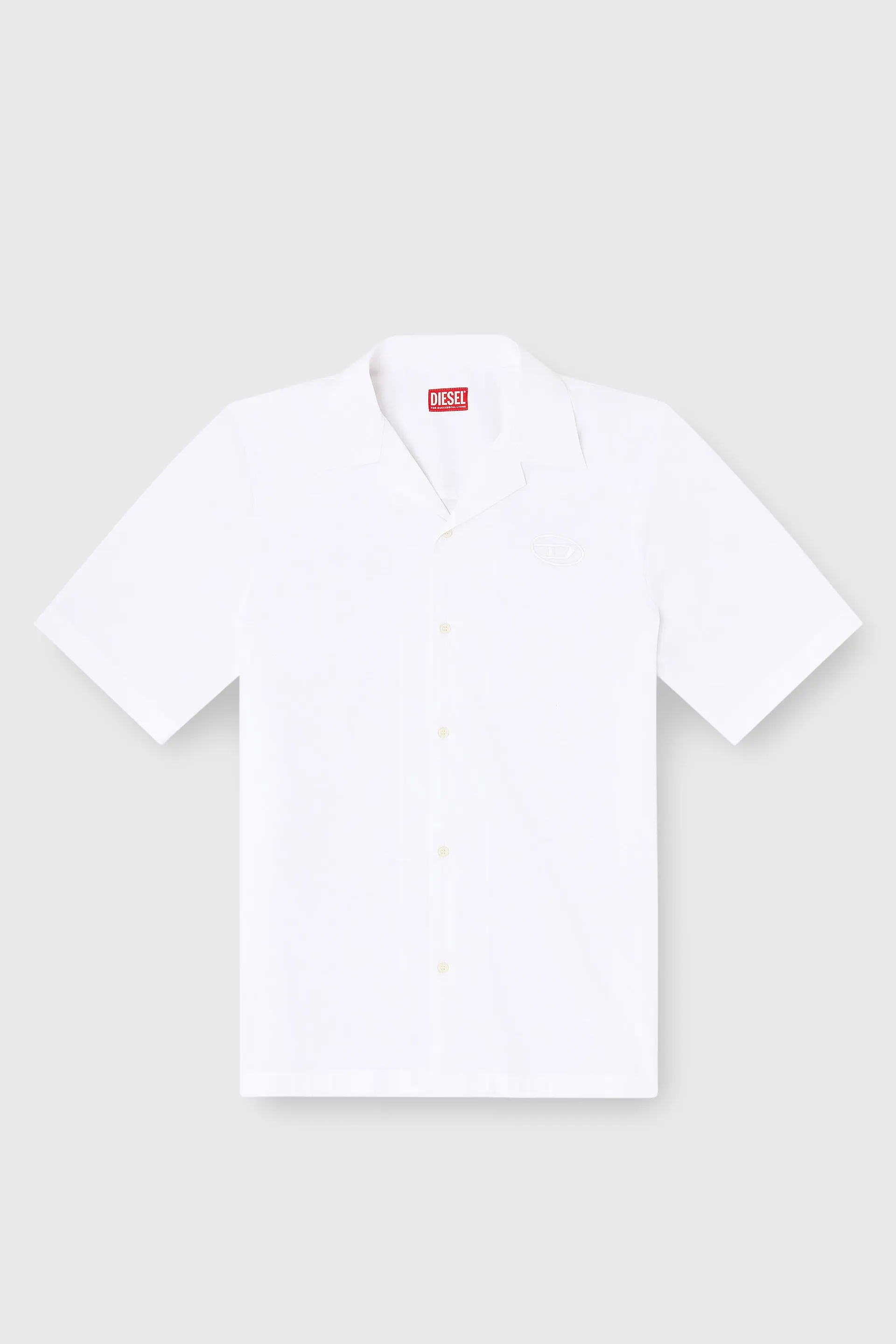 Stretch poplin shirt with Oval D embroidery