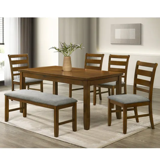 Tulsa Maple (6-Piece) Dining Table Set by Best Home - Brown/Gray