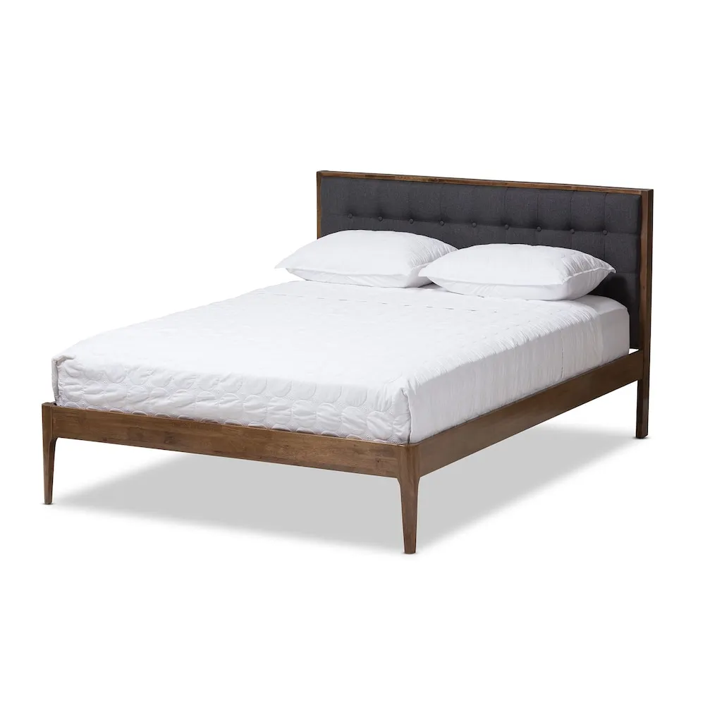 Baxton Studio Jupiter King Platform Bed in Walnut Brown and Gray