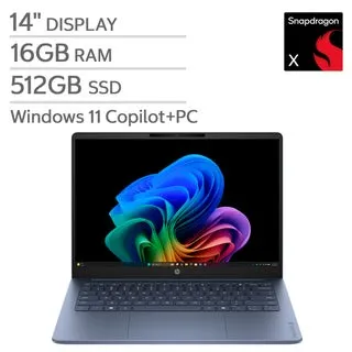 HP OmniBook 3 14" Next Gen AI Laptop - Qualcomm Snapdragon X - Copilot+ PC - 2K OLED (1920 x 1200) - 16GB Memory - 512GB SSD - Windows 11 Home