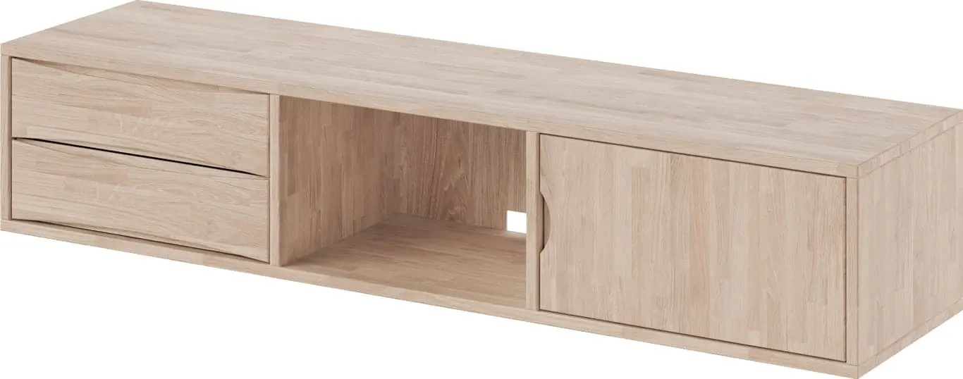 Linden TV-benk 160 x 40, H 33 cm, til oppheng hvitoljet eik
