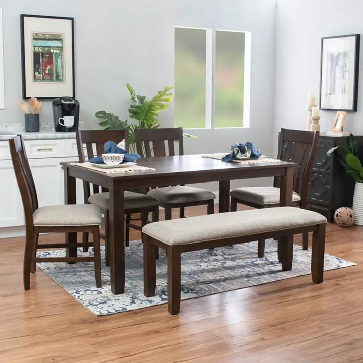 Landry (6-Piece) Dining Table Set by Linon Home Decor - Brown/Beige