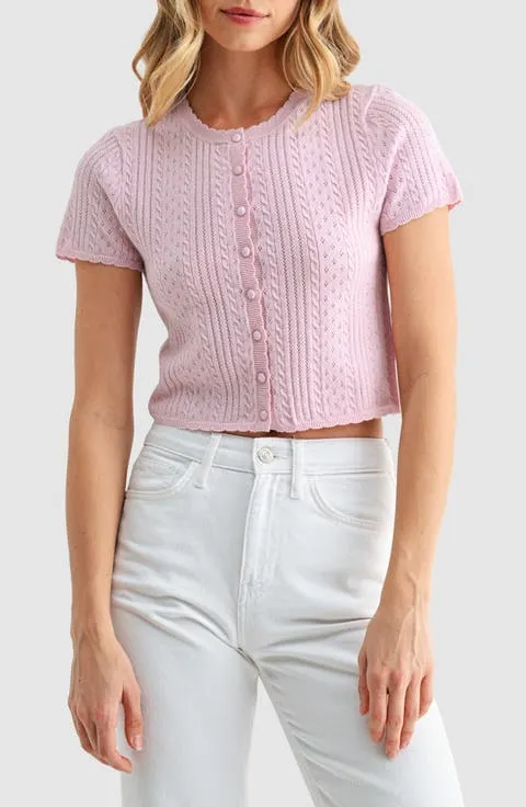 All in Favor Pointelle Crop Sweater