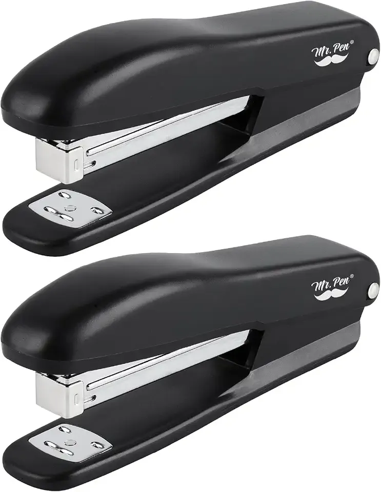 Mr. Pen- Staplers for Desk, 2 Pack with 200 Staples, 20 Sheet Capacity, Black, Office Stapler Set, Desk Stapler with Staples