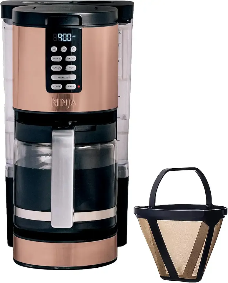 Programmable XL 14-Cup Coffee Maker PRO with Permanent Filter, 2 Brew Styles Classic & Rich, Delay Brew, Freshness Timer & Keep Warm, Dishwasher Safe, Copper, DCM201CP