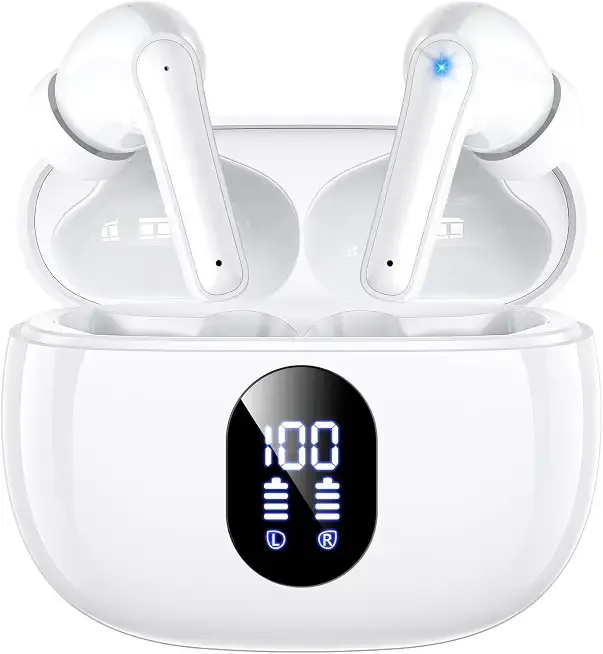 Wireless Earbuds, Hi-Fi Deep Bass Ear Buds, 48H Playtime In-Ear Headphones | 2 Mics for Clear Calls, LED Display, IPX7 Waterproof, Touch Control, Lightweight Bluetooth Earphones for iPhone/Android/TV