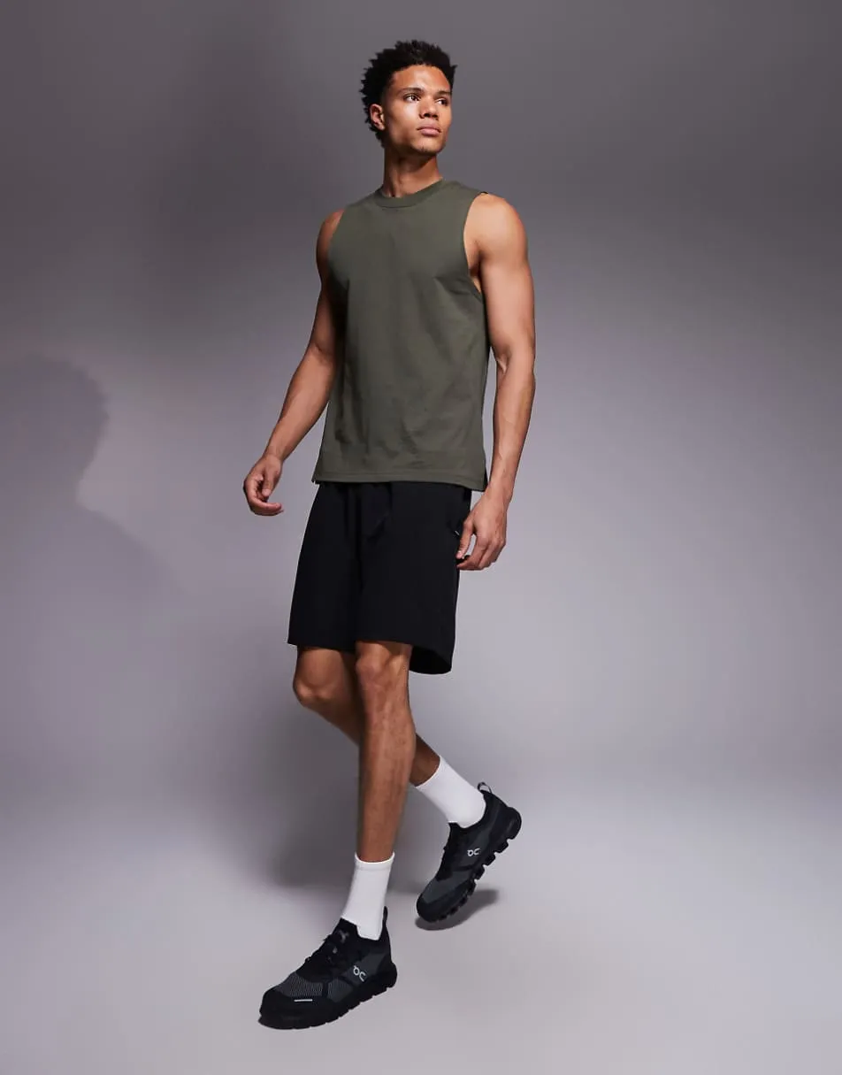 4505 Icon drop armhole cotton training singlet with quick dry finish in khaki