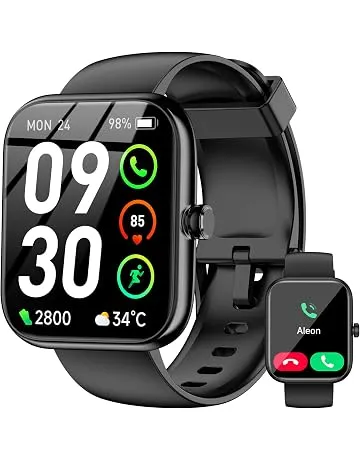 Smart Watch with Alexa Built-in, 1.83" HD Touchscreen Fitness Tracker, Bluetooth Notifications/Calls, IP68 Waterproof, 120+ Sport Modes, 24/7 Heart Rate & Sleep Monitor for iPhone Android iOS (Black)