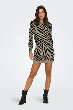 Vestido corto de punto animal print