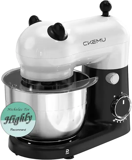 Stand Mixer, Compact & Space-Saving, Stainless Steel Bowl, Unique & Playful Design, Effcient Motor, Dishwasher-Safe Attachments, SM-2549A (Panda)