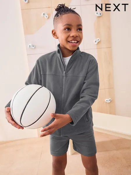 Grey Zip-Up Fleece Jacket With Pockets (3-16yrs)