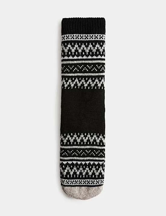Hausschuhsocken aus Wollmischgewebe mit Norwegermuster