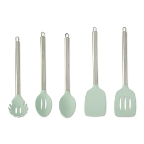 Core Kitchen 5-Piece Green Silicone & Stainless Steel Utensil Set