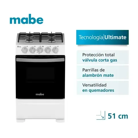 Cocina a Gas 4 platos 51cm válvula corta gas CMC20ABX-7