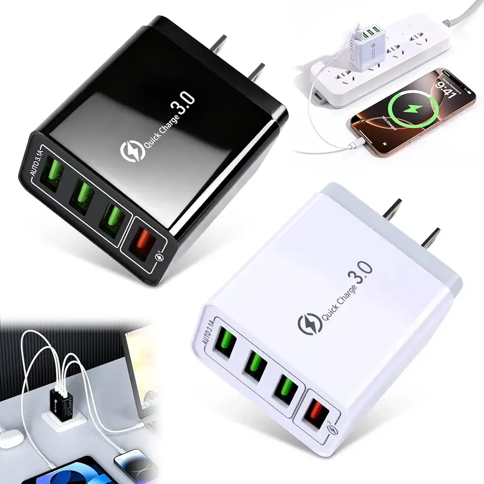 Magvolt Pro Phone Charger,Magvolt Chargers,4-Port Chargers,Multi-Protection System,Travel Fast Charging for Smart Phones,Tablets,Devices with Multiple Ports,Wall Charge for Travel & Home(Black+White)