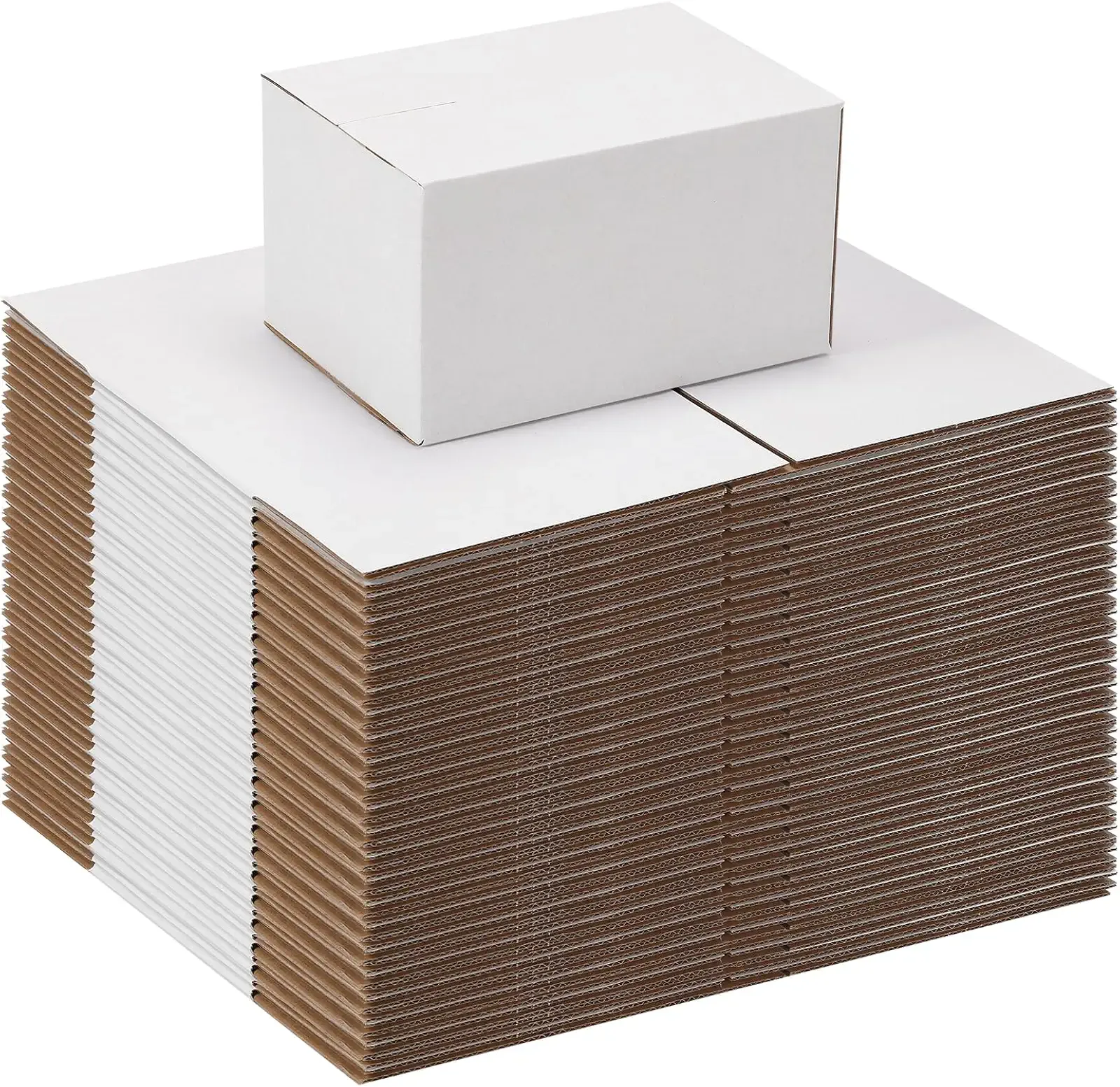 7x5x4 Shipping Boxes Set of 40, Kraft Corrugated Cardboard White Box Small Business Boxes Mailers for Packaging, Moving, Packing