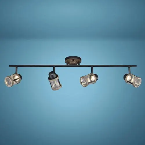Patriot Lighting® Brooklyn Natural Iron & Distressed Faux Wood 4-Light Integrated LED Fixed Track Light