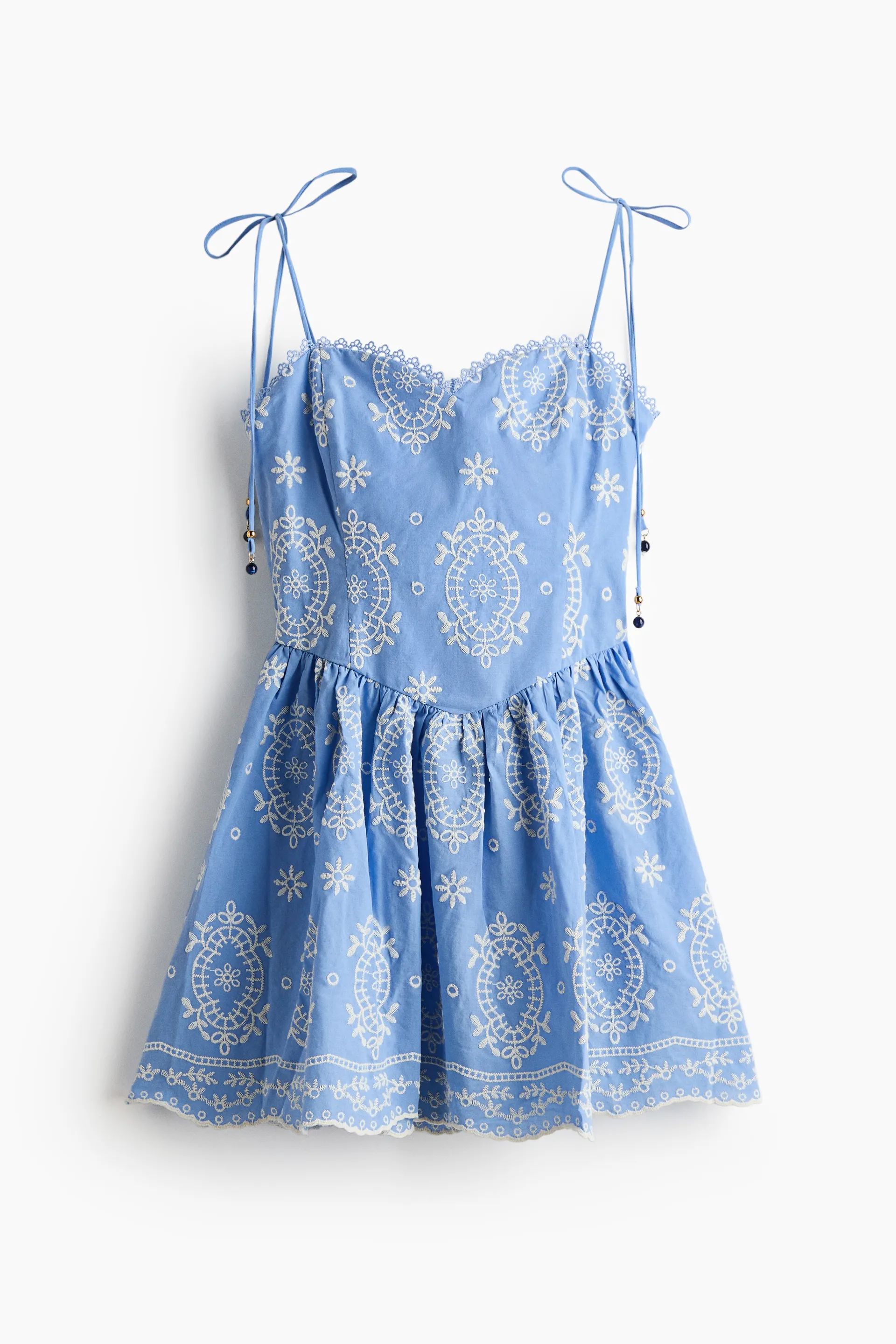 Embroidered tie-strap dress